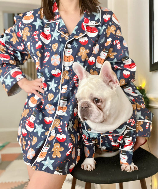 Gingerbread Man Christmas Pet and Owner Family Matching Button Shirts