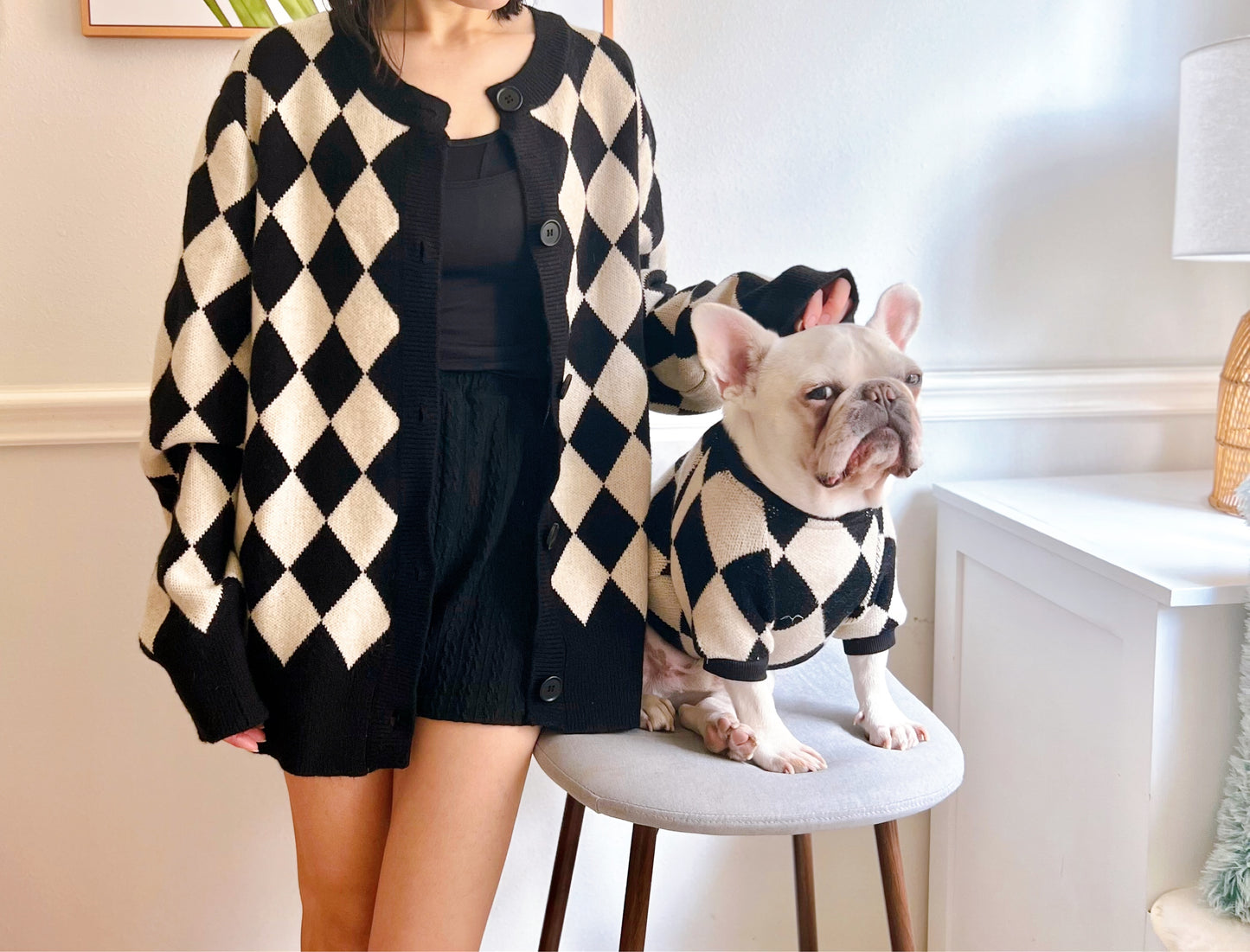 Black Diamond Owner Cardigan and Pet Matching Sweater
