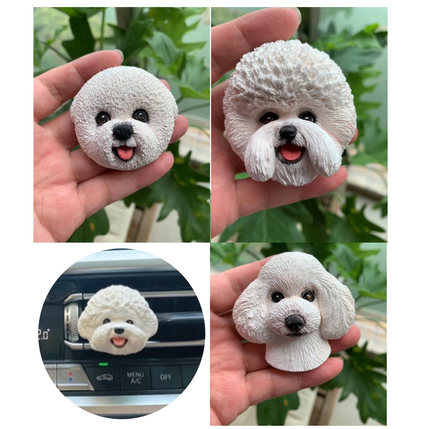 Bichon Frise Meltese Portrait Car AC Vent Clip Plaster Diffuser