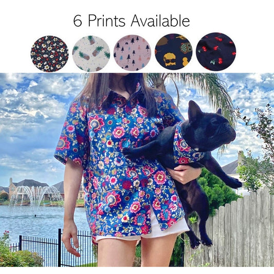 Tiki Bars Owner and Pet Matching Button Shirt / Bandana