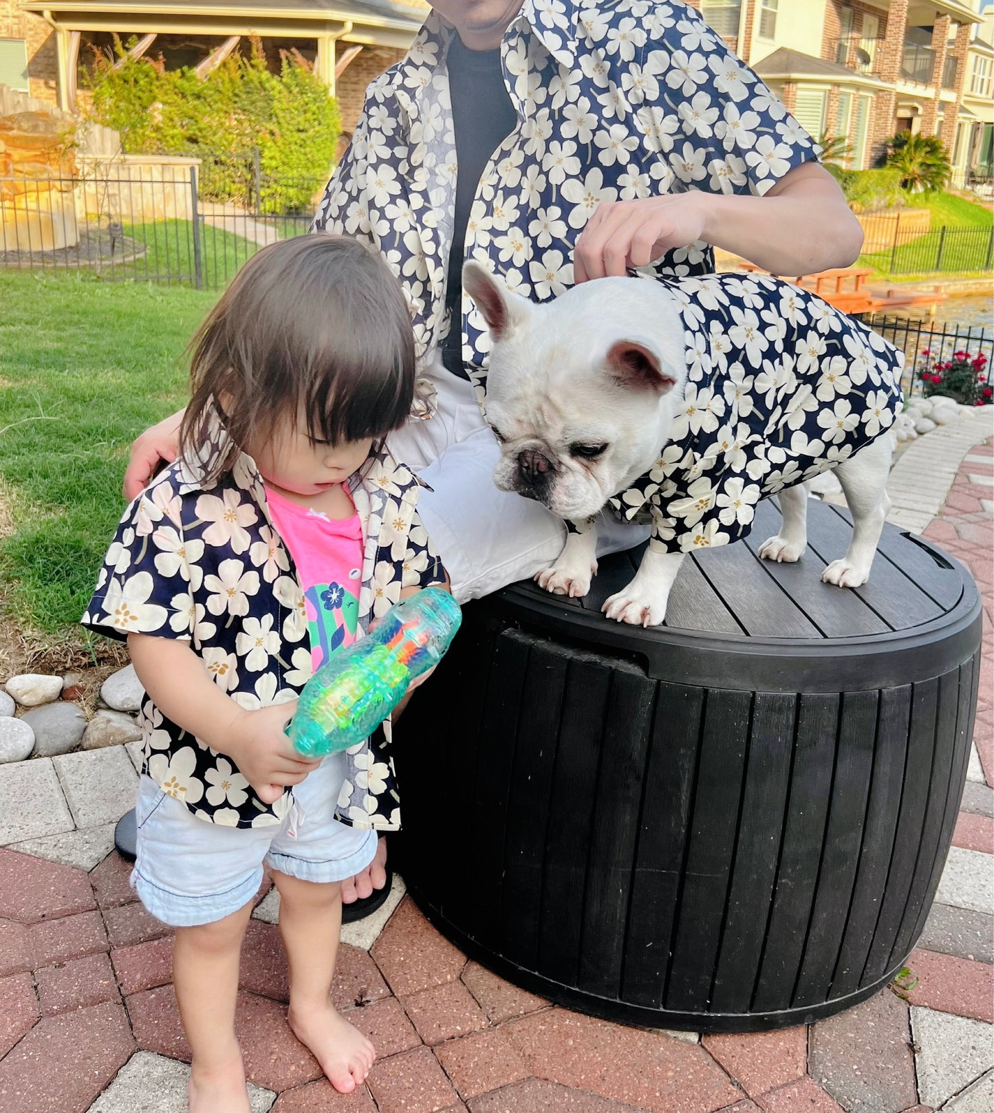 Spring Blooming Owner and Pet Matching Button Shirt / Bandana