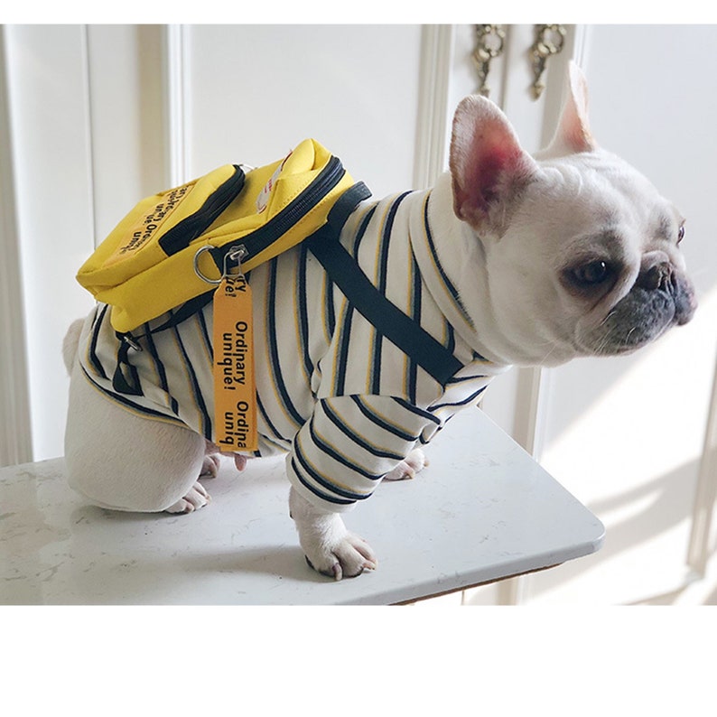 Go to School Striped Top with Attached Yellow Small Backpack