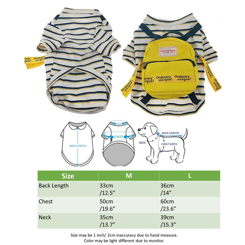 Go to School Striped Top with Attached Yellow Small Backpack