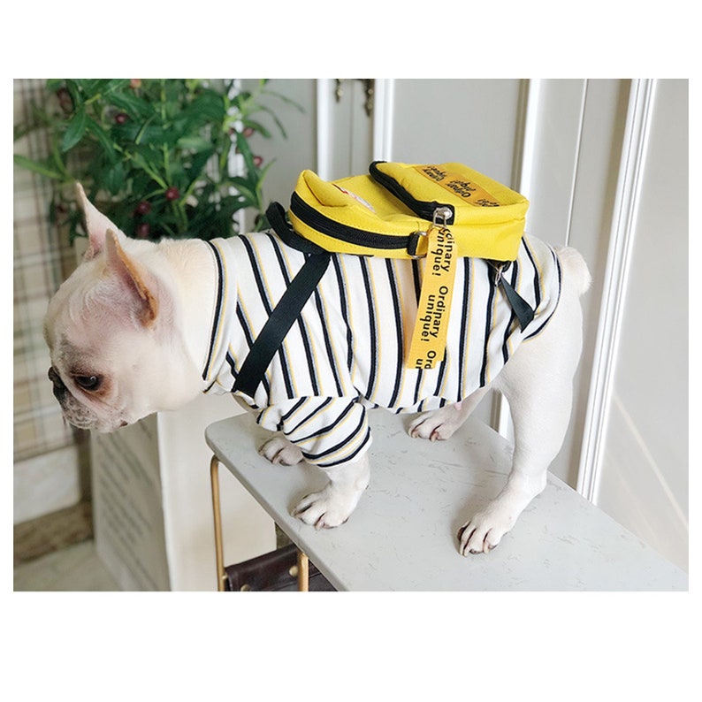 Go to School Striped Top with Attached Yellow Small Backpack