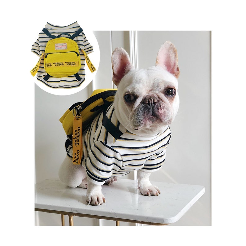 Go to School Striped Top with Attached Yellow Small Backpack