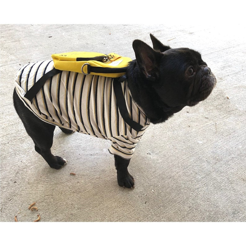 Go to School Striped Top with Attached Yellow Small Backpack