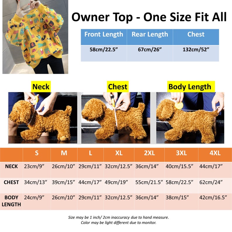 Matching Pet Owner Set, Pets Cat Dog Parent Long Sleeve Sweatshirt Fleece Animal Drawing Print Fits Small to Medium Pet Dog Cat