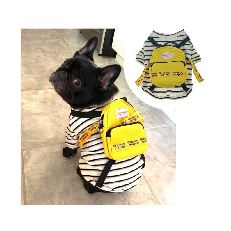 Go to School Striped Top with Attached Yellow Small Backpack