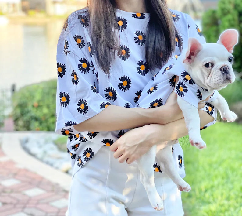 White Daisy Dandelion Sunflower Owner and Pet Matching Set