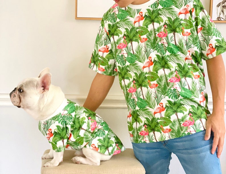 Flamingo and Palm Leaf Summer Vibes Owner and Pet Matching Set