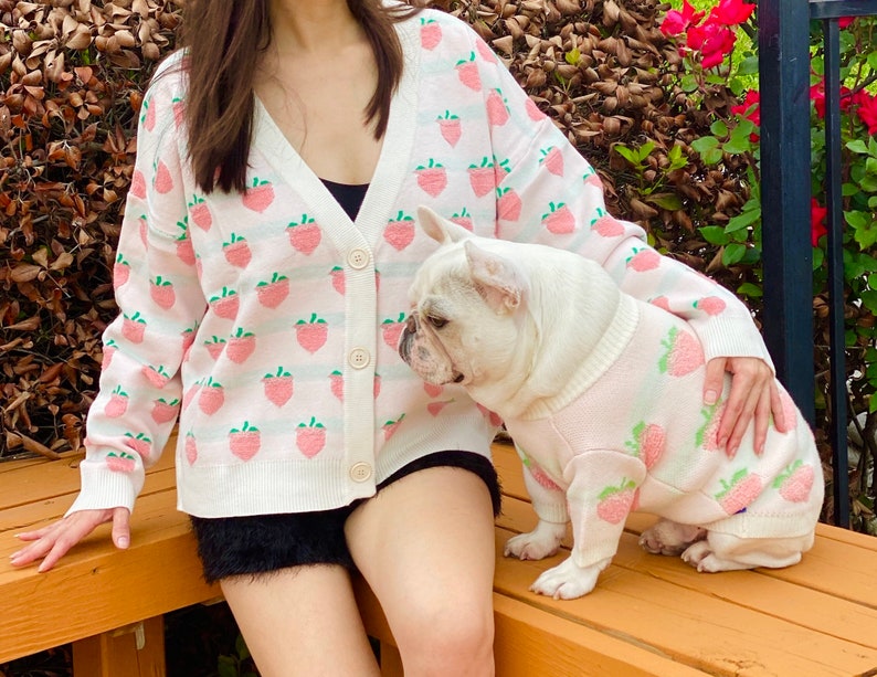 Peach Nectarine Spring Vibes Owner Cardigan and Pet Sweater Matching Set