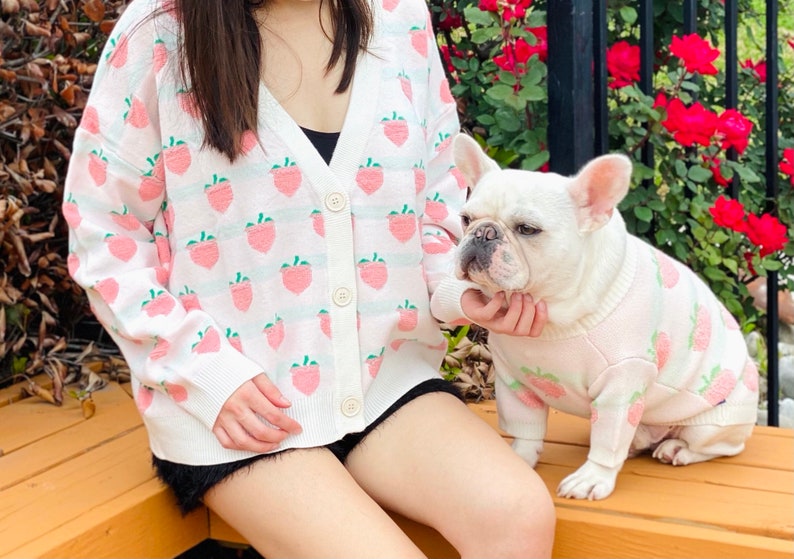 Peach Nectarine Spring Vibes Owner Cardigan and Pet Sweater Matching Set