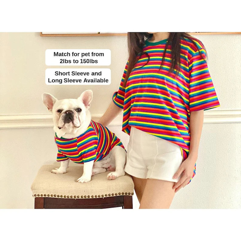 Rainbow Striped Owner and Pet Matching Set