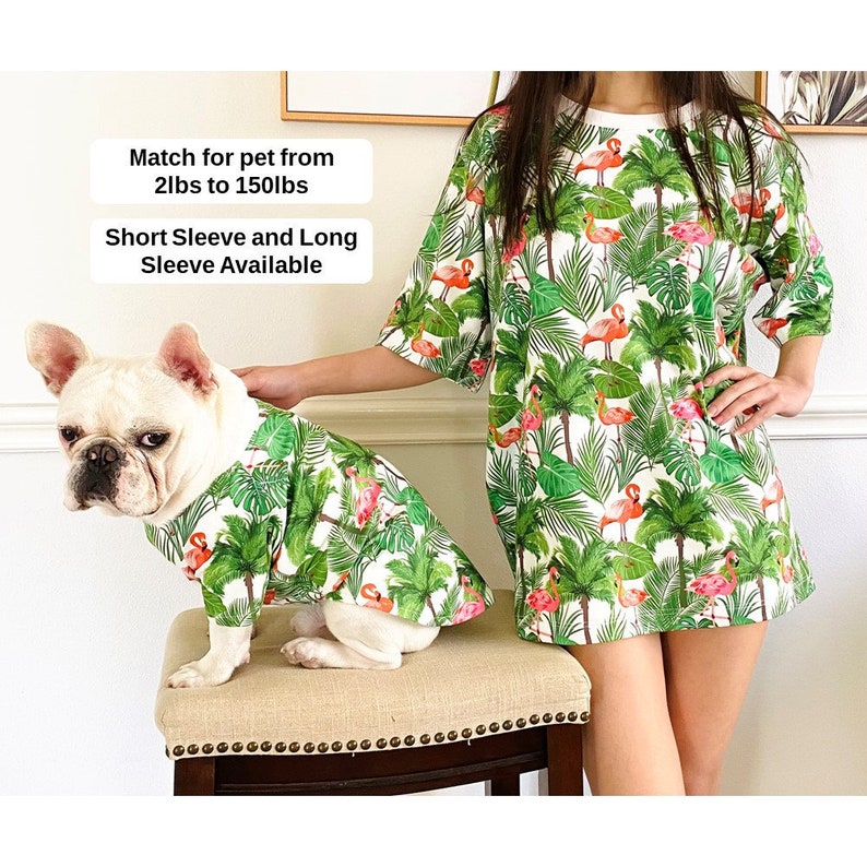 Flamingo and Palm Leaf Summer Vibes Owner and Pet Matching Set