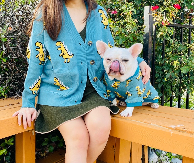 Dinosaurs Owner Cardigan and Pet Sweater Matching Set