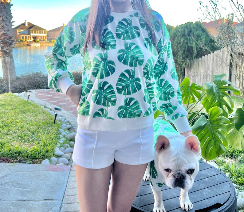 Variegated Monstera Owner and Pet Family Matching Set